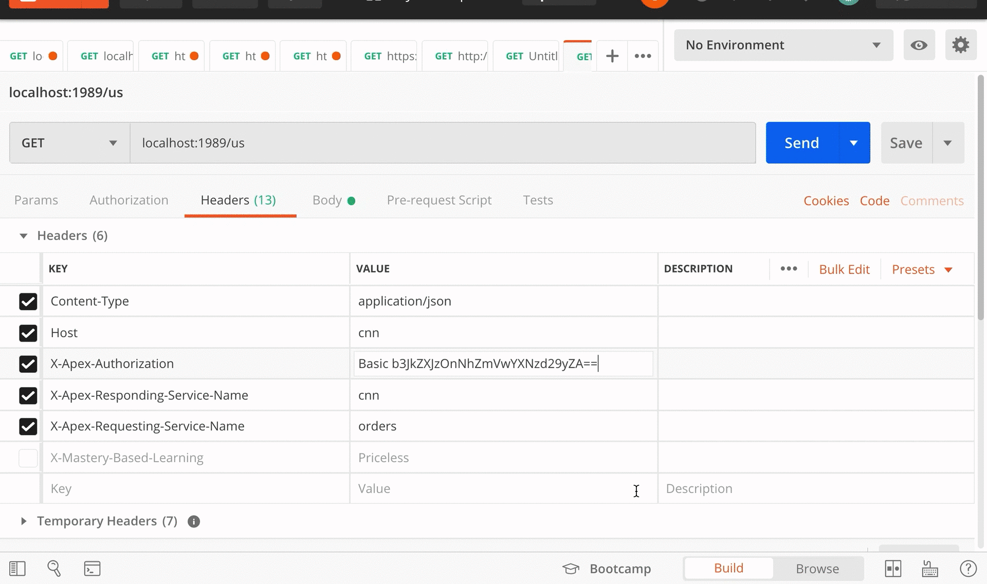 Querying logs by correlation-id on the Apex admin UI